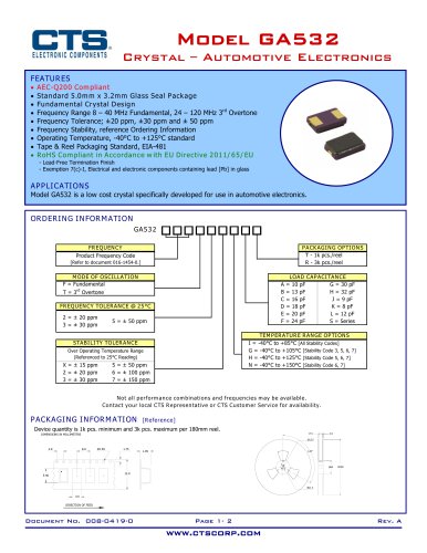 Model GA532 Crystal ? Automotive Electronics