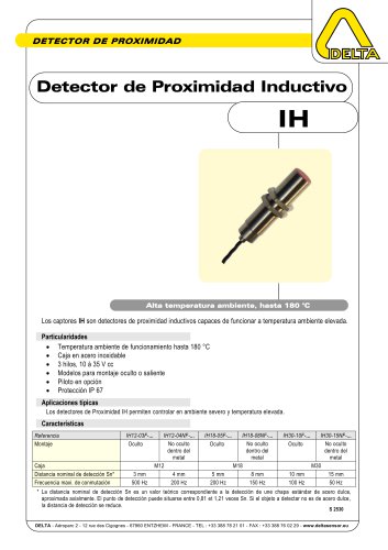 Detector de Proximidad Inductivo alta temperatura IH