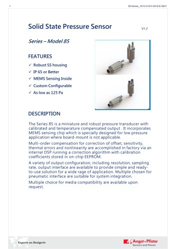 85-Series Solid State Pressure Sensor