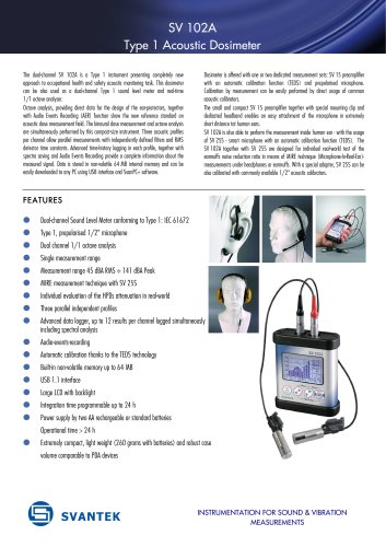 SV 102A Type 1 Dual-channel Acoustic Dosimeter