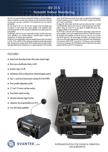 SV 215 Indoor Acoustic Monitoring Station with radio remote trigger