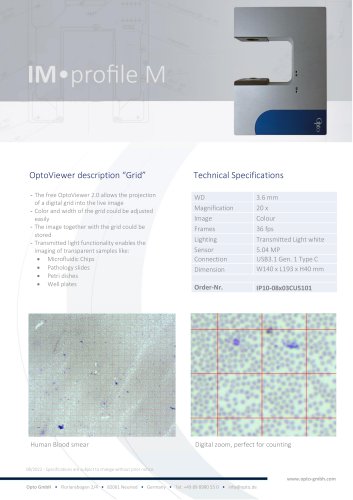 IM profile M Grid projection for counting cells