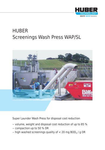 HUBER Screenings Wash Press WAP/SL