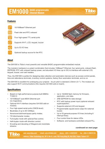 EM1000 BASIC-programmable Ethernet Module