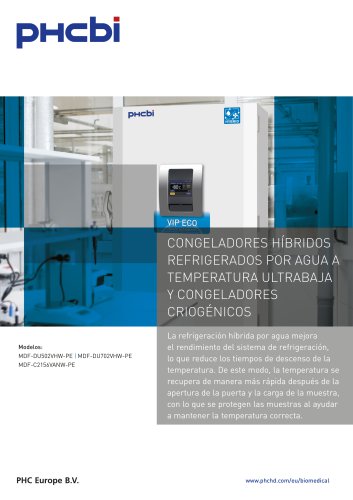 MDF-DU502VHW-PE - MDF-DU702VHW-PE - MDF-C2156VANW-PE - Hybrid Water Cooled Freezers