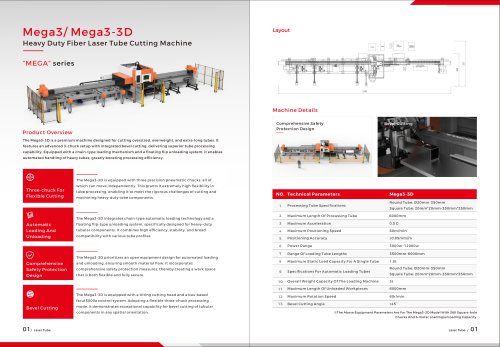 Golden Laser Steel Construction Laser Tube Cutting Machine Mega3-3D