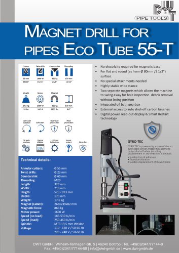 Magnet drill for pipes Eco Tube 55-T