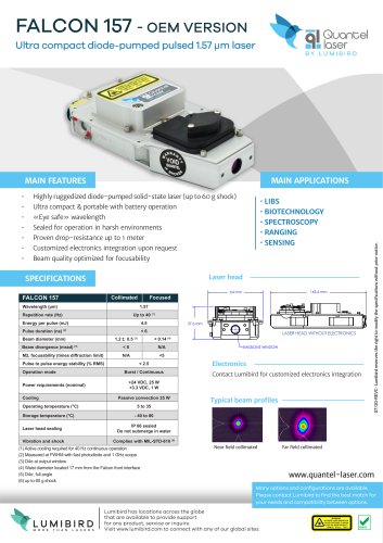 FALCON 157 - OEM VERSION / Ultra compact diode-pumped pulsed 1.57 µm laser