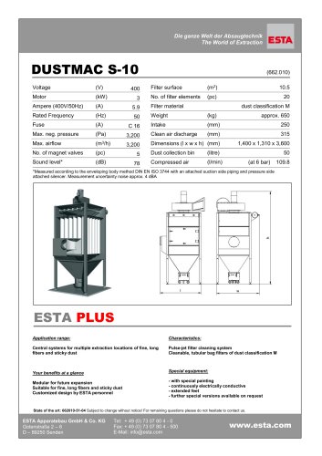 Datasheet DUSTMAC S-10