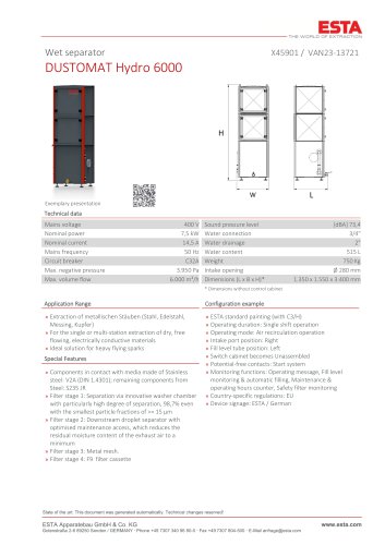 Datasheet DUSTOMAT HYDRO 6000