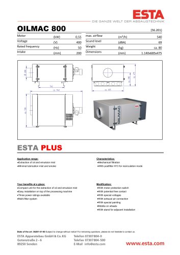 Datasheet Oilmac 800