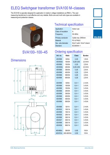 Switchgear transformer, model SVA100