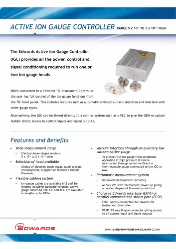 Active Ion Gauge Controller Datasheet