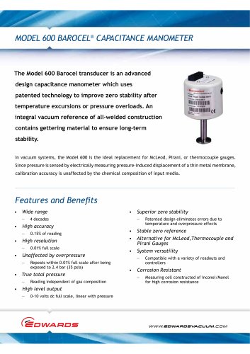 Barocel® 600 Datasheet