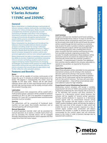 Metso Automation Valvcon V Series Actuator 115VAC and 230 VAC