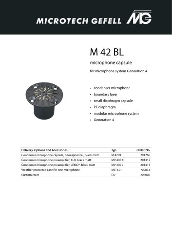 M 42 BL microphone capsule for microphone system Generation 4