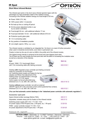 IR Spot Short Wave Infrared Module