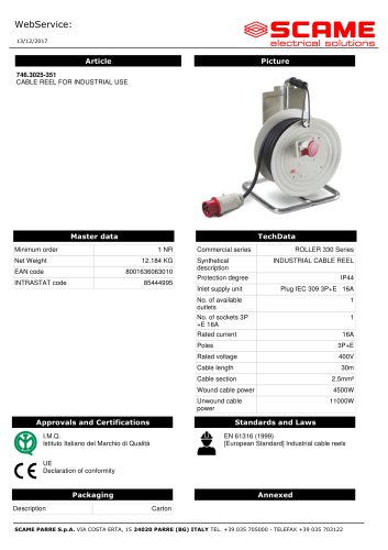 CABLE REEL FOR INDUSTRIAL USE