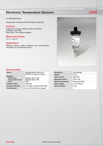 Electronic Temperature Sensors UTF2