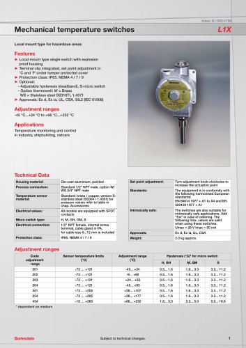 Mechanical temperature switches L1X