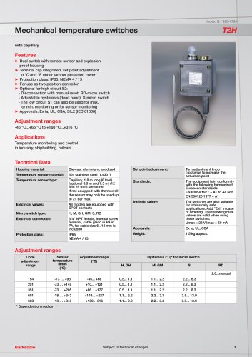 Mechanical temperature switches T2H