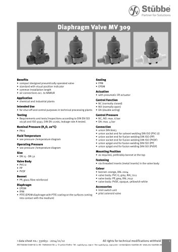 Diaphragm Valve MV 309