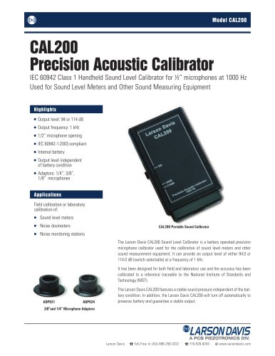 CAL200, Precision Acoustic Calibrator