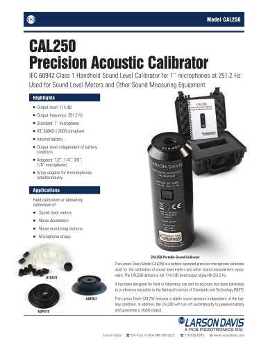 CAL250, Precision Acoustic Calibrator