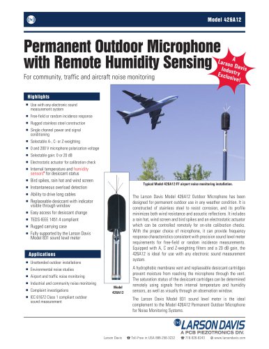 Model 426A12, Permanent Outdoor Microphone with Remote Humidity Sensing