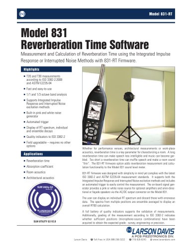 Model 831, Reverberation Time Software