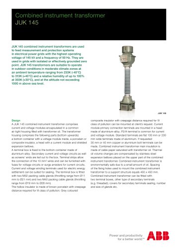 Current/Voltage instrument transformers type JUK 145