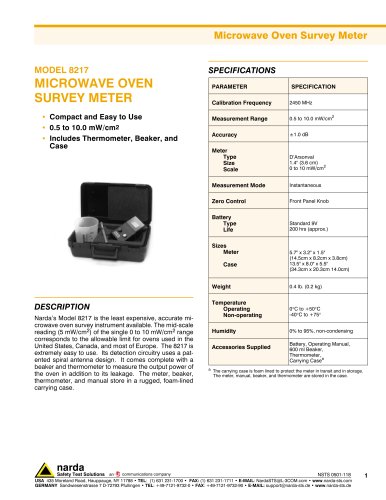 MODEL 8217 MICROWAVE OVEN SURVEY METER