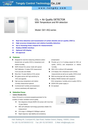 CE |G01-IAQ-B series CO2+VOC transmitter | Tongdy®