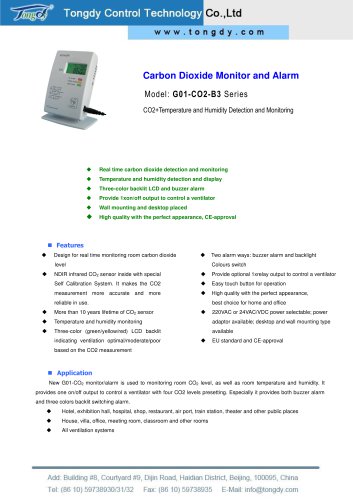 G01-CO2-B3 series CO2 monitor/alarm | Tongdy®