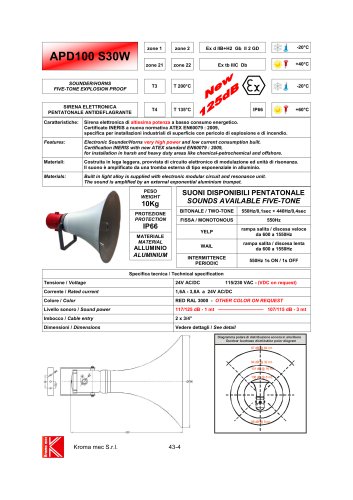 SOUNDER/HORNS EXPLOSION PROOF Exd IIB+H2 117/125 dB - 1 mt