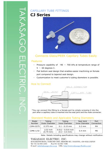 Capillary Tube Fittings CJ Series