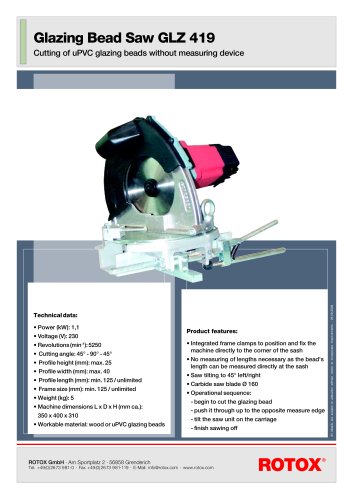 Glazing Bead Saw GLZ 419