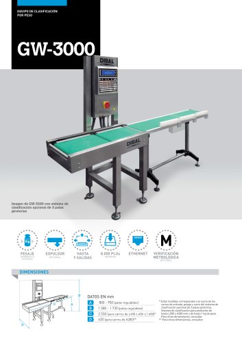 CLASIFICADORAS AUTOMÁTICAS POR PESO SERIE GW-3000