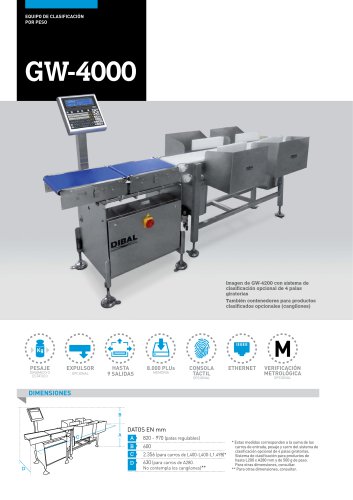 CLASIFICADORAS AUTOMÁTICAS POR PESO SERIE GW-4000