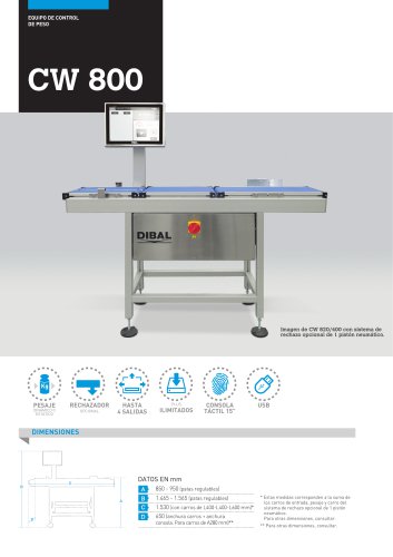 CONTROLADORAS AUTOMÁTICAS DE PESO SERIE CW 800