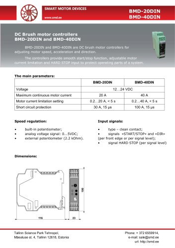 DC brush motor drivers BMD-20DIN and BMD-40DIN