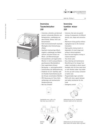 Inversina  tumbler mixer  20l