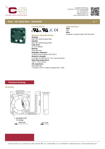 Fans - DC Axial fans - 20x20x06