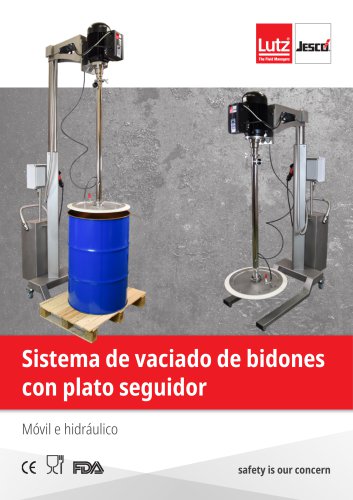 Sistema de vaciado de bidones con plato seguidor