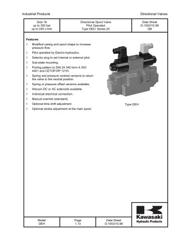 DEH - Directional Spool Valve Pilot Operated