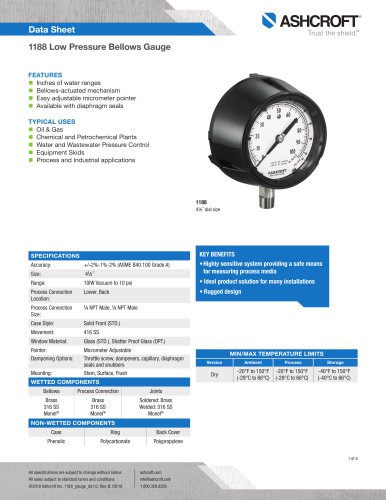 1188 Low Pressure Bellows Gauge