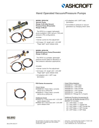 2008 Hand Operated Vacuum/Pressure Pumps