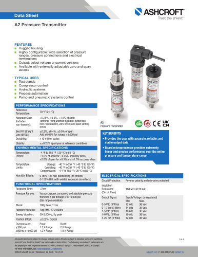 A2 Pressure Transmitter