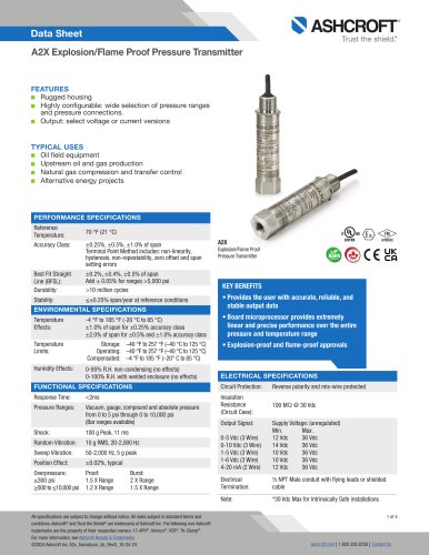 A2X Explosion/Flame Proof Pressure Transmitter