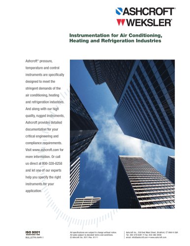 Instrumentation for Air Conditioning, Heating and Refrigeration Industries